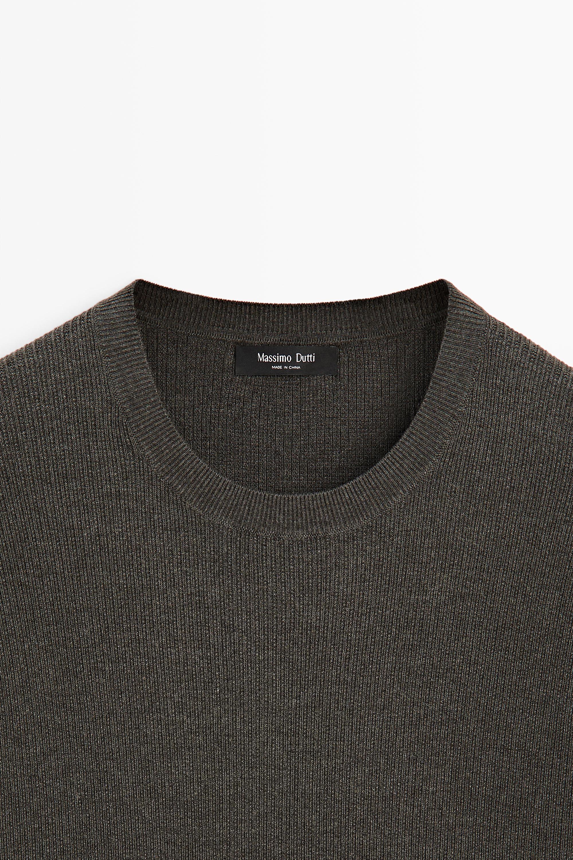 Short sleeve knit cotton blend sweater